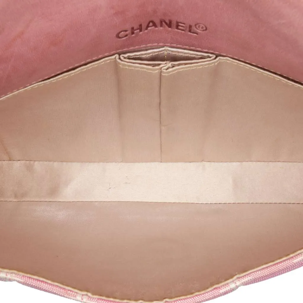 Chanel New Travel Line Nylon East West Flap Pink Good - Model View