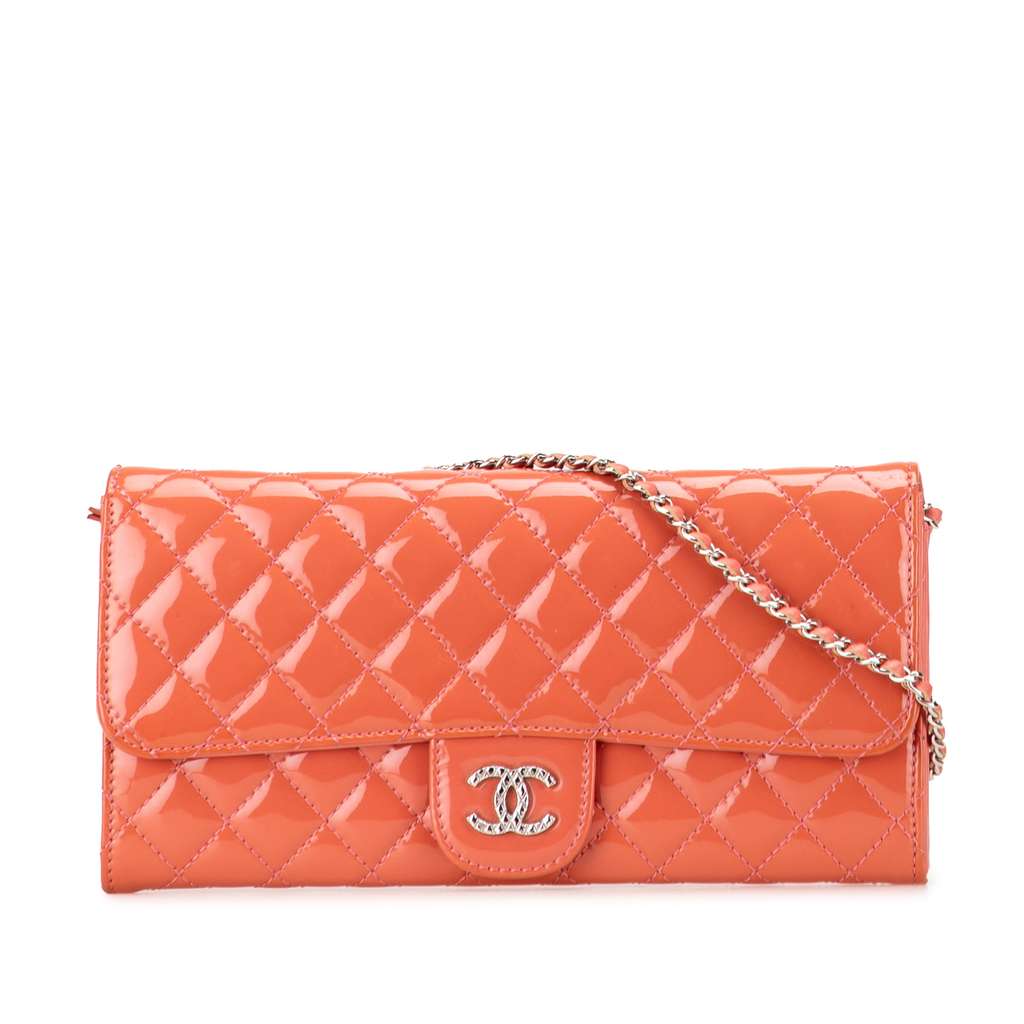 Chanel Quilted Patent Brilliant East West Wallet On Chain