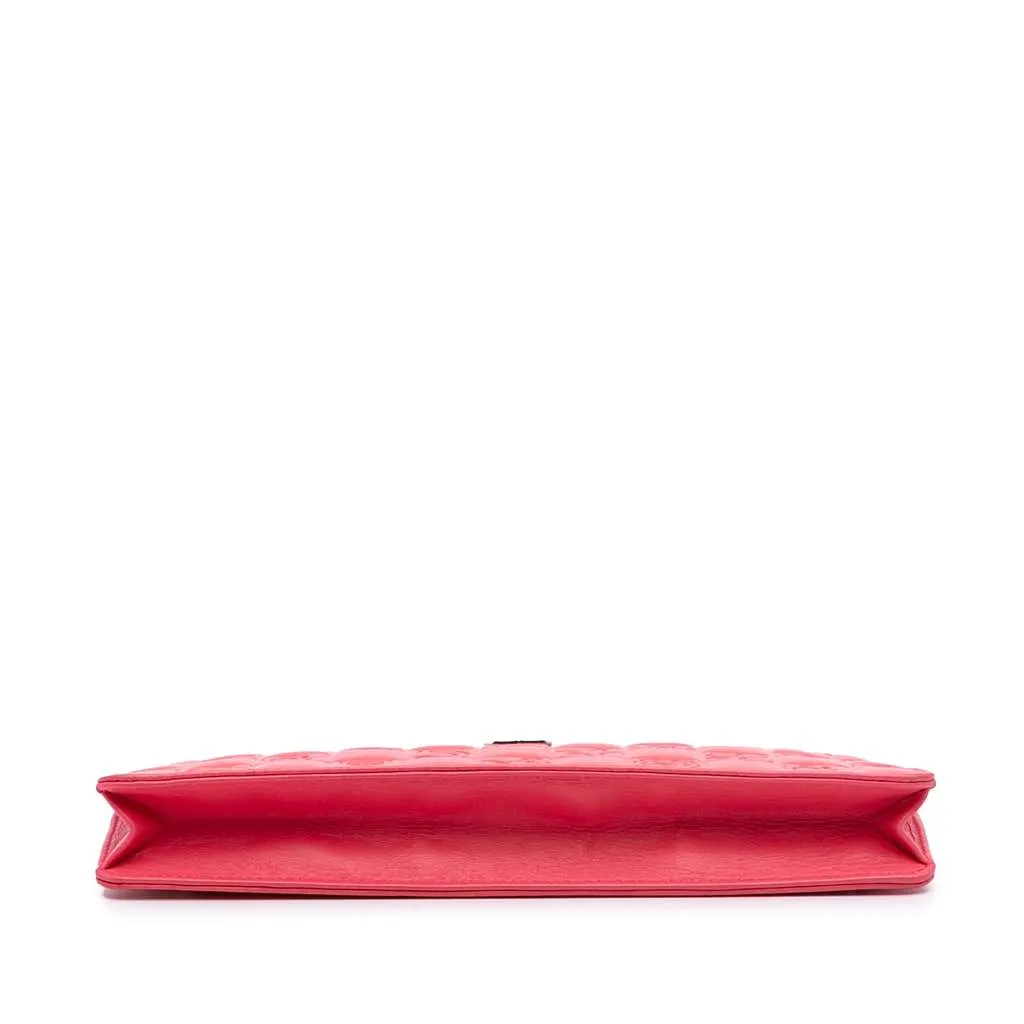 Chanel Lambskin Precious Symbols Pochette Pink Leather Good - Inside View