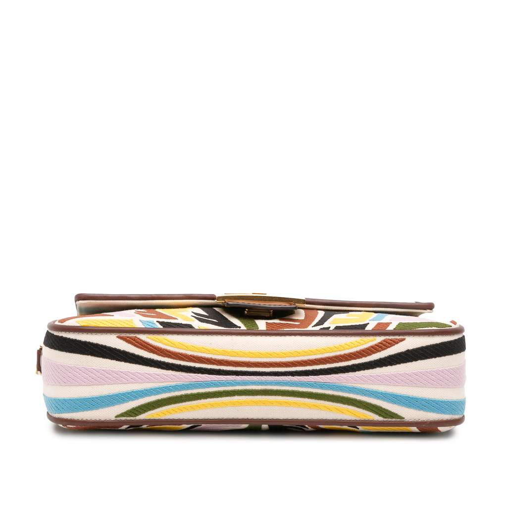 Fendi Sarah Coleman Zucca Embroidered Canvas Fish Eye Vertigo Baguette Satchel - Image 6