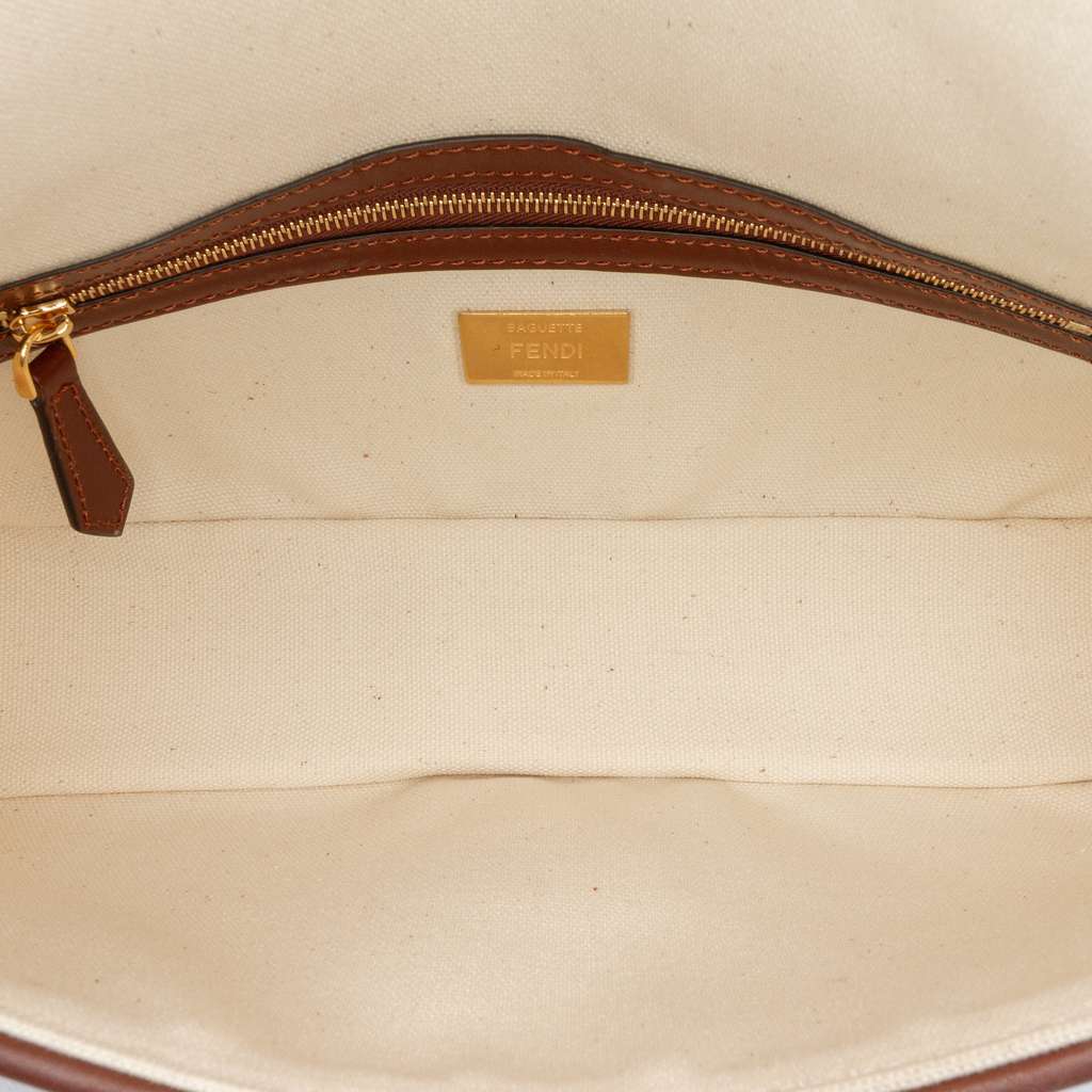 Fendi Sarah Coleman Zucca Embroidered Canvas Fish Eye Vertigo Baguette Satchel - 4