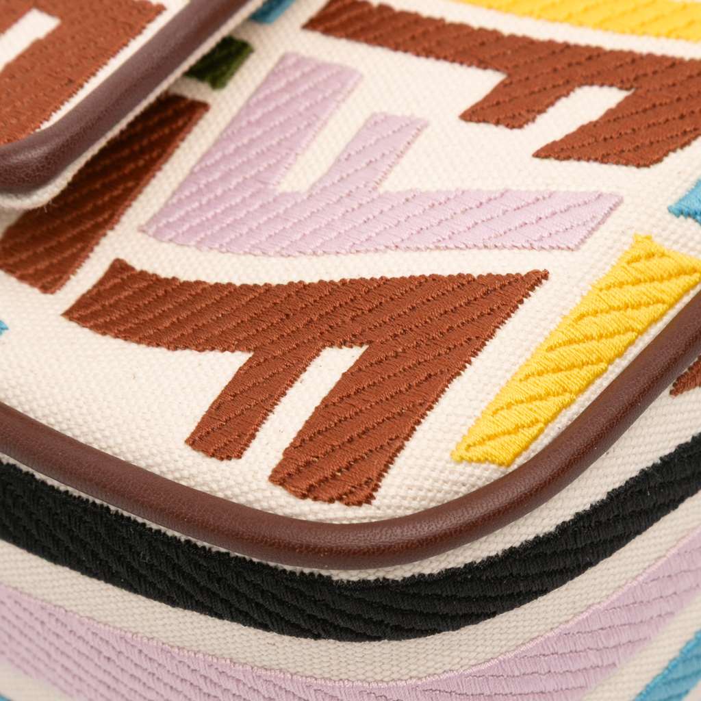 Fendi Sarah Coleman Zucca Embroidered Canvas Fish Eye Vertigo Baguette Satchel - Detail 2