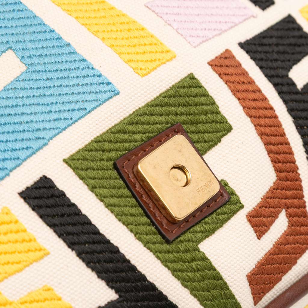 Fendi Sarah Coleman Zucca Embroidered Canvas Fish Eye Vertigo Baguette Satchel - Image 10
