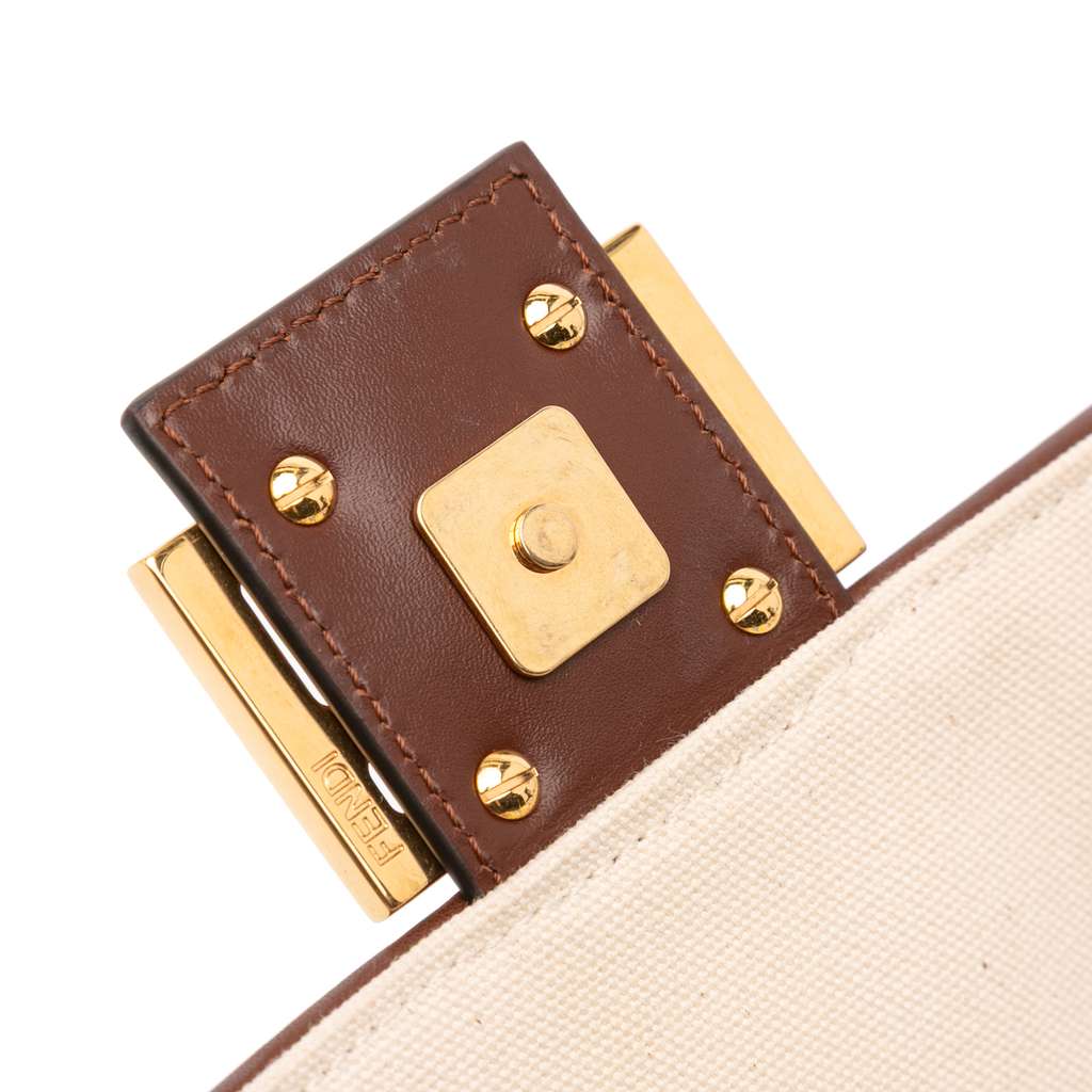 Fendi Sarah Coleman Zucca Embroidered Canvas Fish Eye Vertigo Baguette Satchel - Image 11