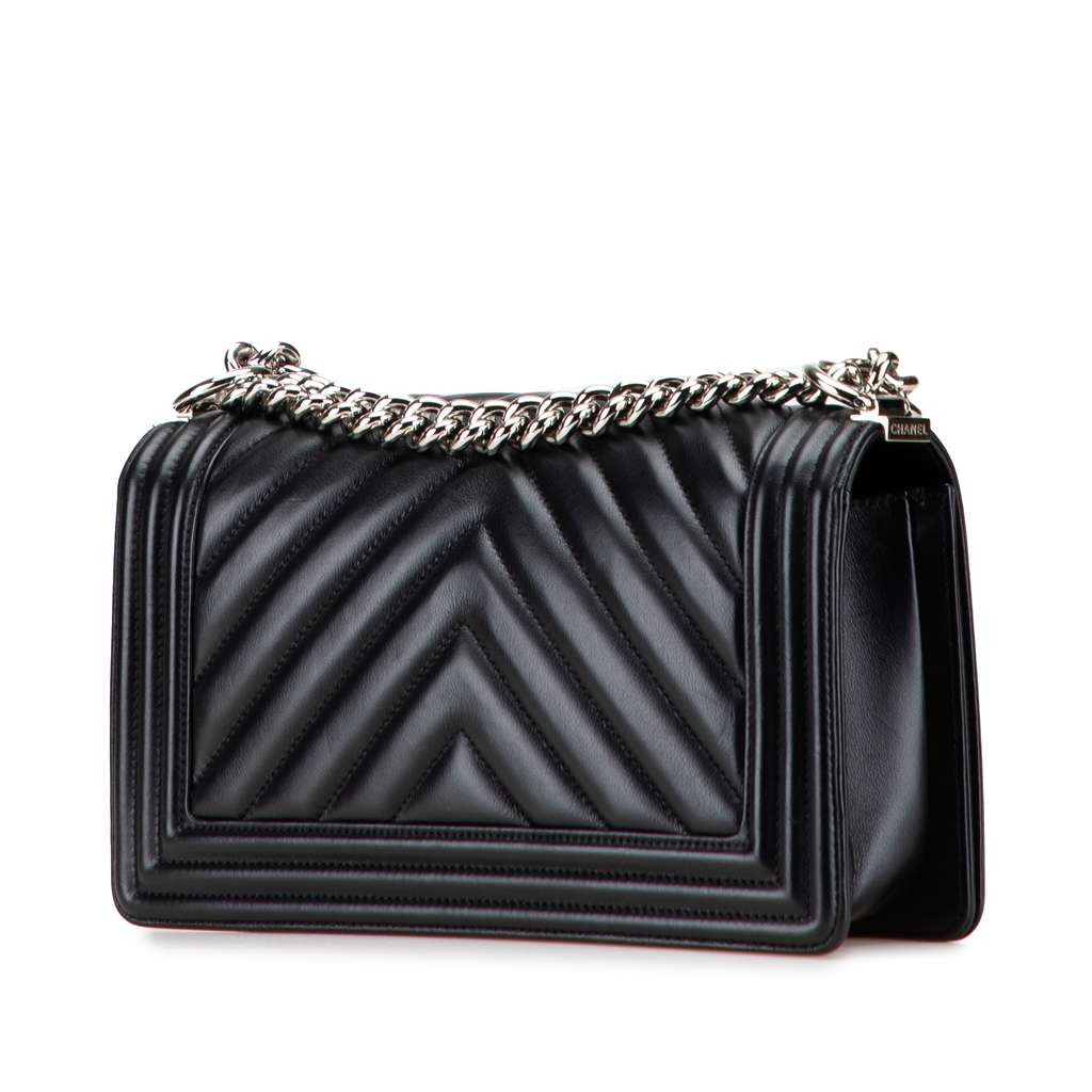 Chanel Old Medium Chevron Lambskin Boy Flap - Back view
