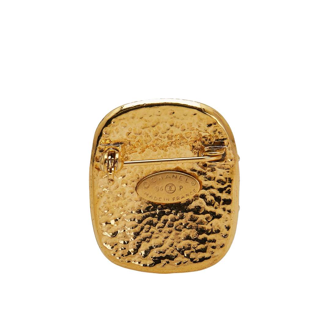 Chanel Gold Plated CC Brooch - Back view