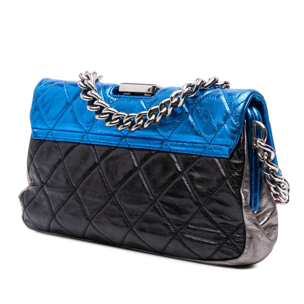 Chanel Multicolor Metallic Quilted Calfskin Modern Chain Flap Frame Bag - Back view
