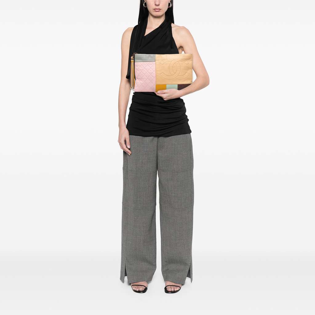 Chanel Large Lambskin Colorblock Patchwork O Case - Image 12