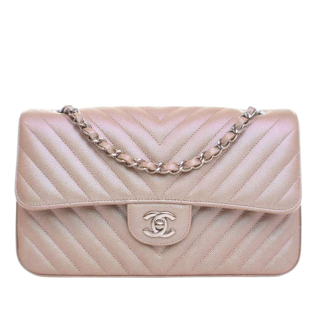 Chanel Medium Classic Chevron Iridescent Caviar Double Flap