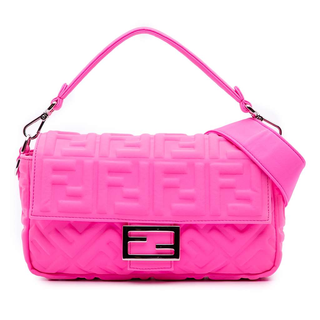 Fendi Medium Embossed Lycra Baguette Satchel