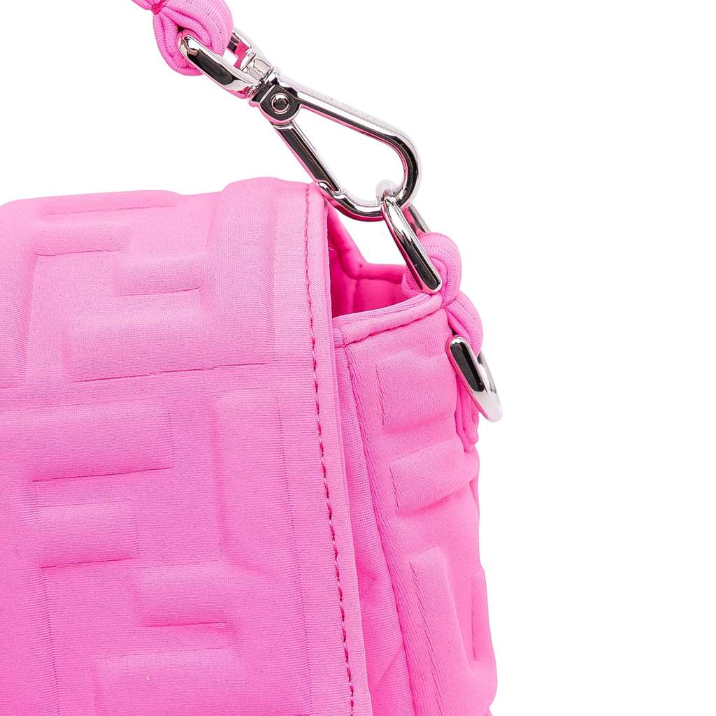 Fendi Medium Embossed Lycra Baguette Satchel - Image 11
