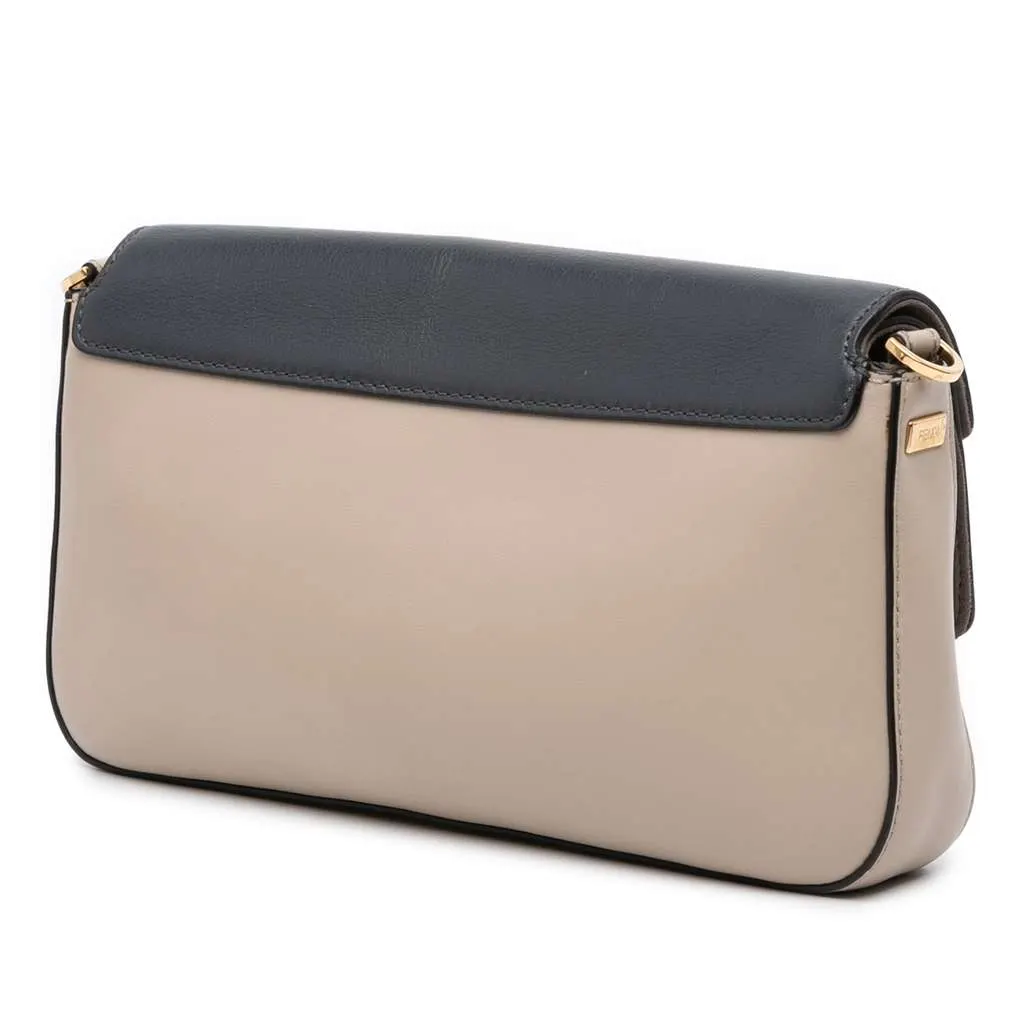 Fendi Medium Calfskin Flip Baguette Brown Leather Good - Back View