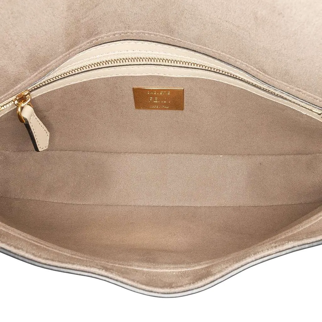 Fendi Medium Calfskin Flip Baguette Brown Leather Good - Model View