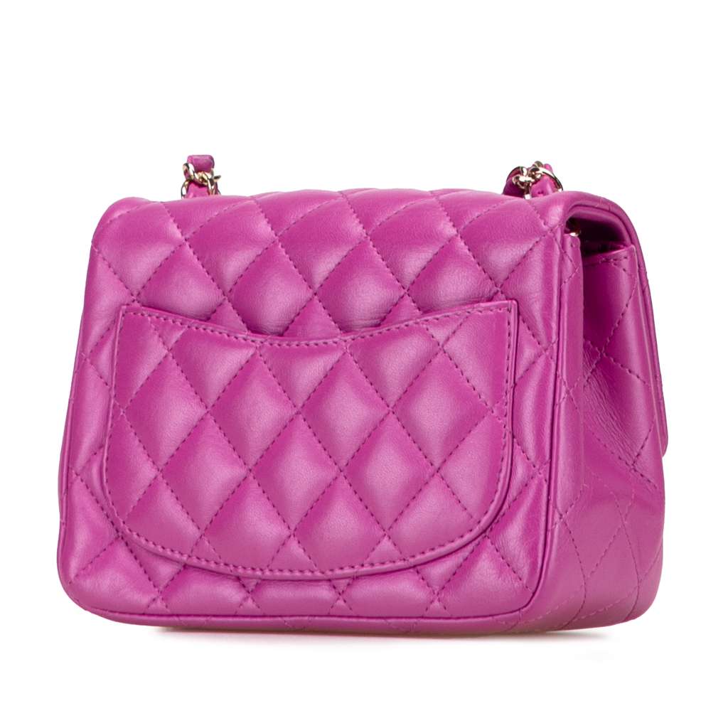 Chanel Mini Square Classic Lambskin Single Flap - Back view