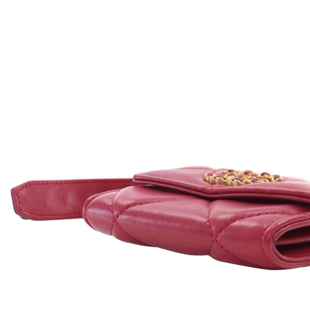 Chanel Quilted Lambskin Chanel 19 Card Holder On Chain - Image 11