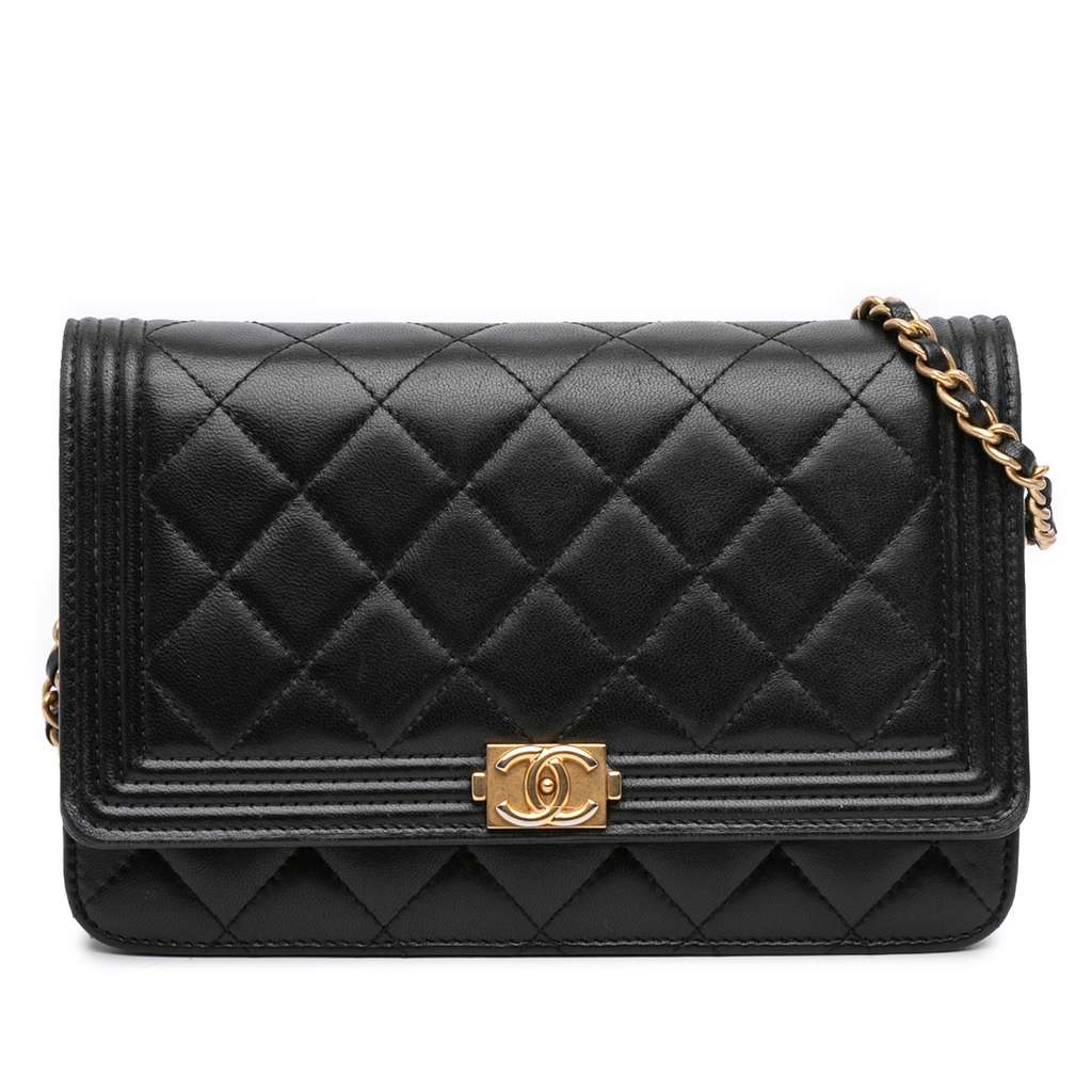 Chanel Quilted Lambskin Boy Wallet On Chain