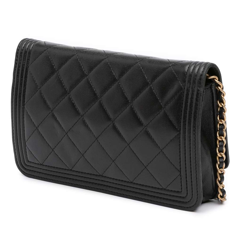 Chanel Quilted Lambskin Boy Wallet On Chain - Back view