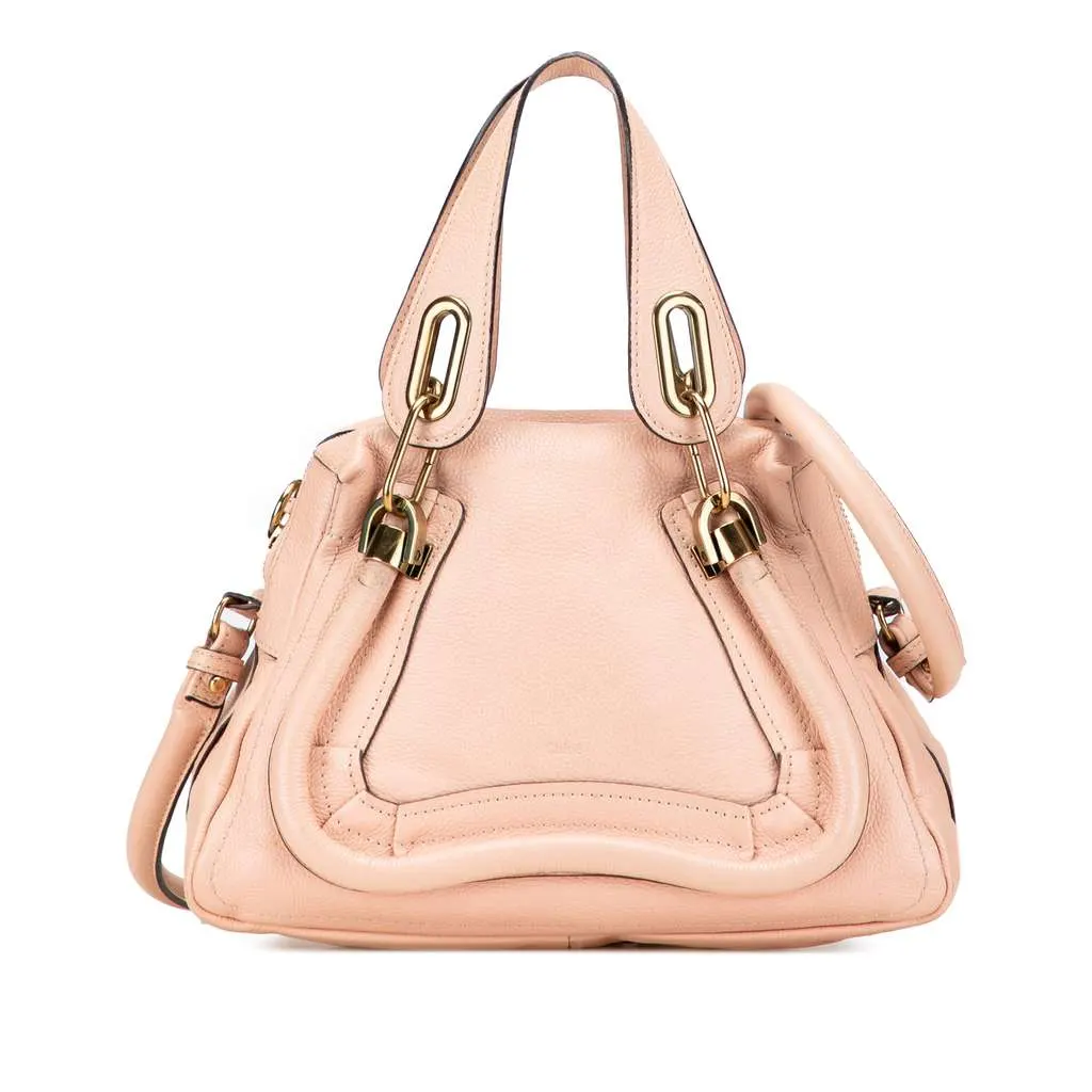 Chloé Small Leather Paraty Satchel Pink Leather Good - Front View