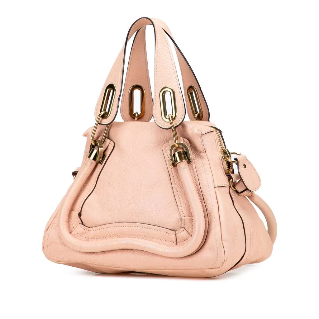Chloé Small Leather Paraty Satchel Pink Leather Good - Back View
