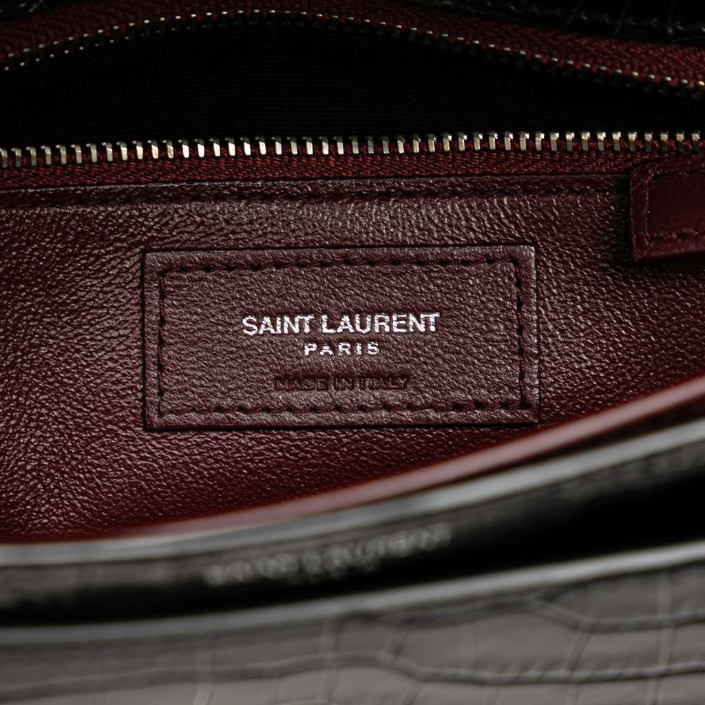 Saint Laurent Croc Embossed Leather Monogram Cassandra Clasp Bag - Side view