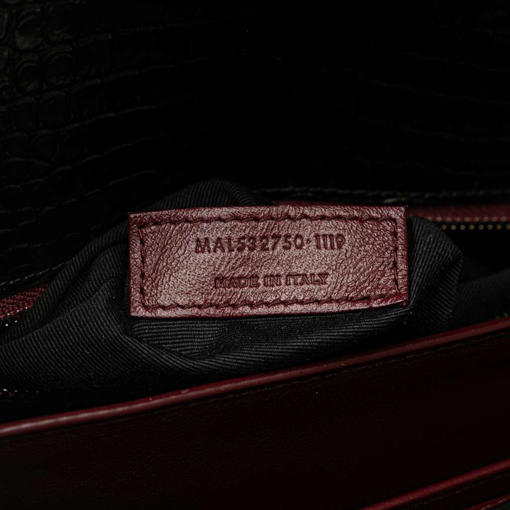 Saint Laurent Croc Embossed Leather Monogram Cassandra Clasp Bag - Detail 1