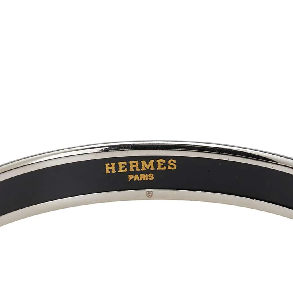 Hermès Narrow Caleche Enamel Bangle 62 Black Good - Box View