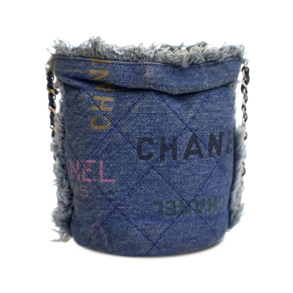 Chanel Mini Denim Mood Bucket with Chain - Back view