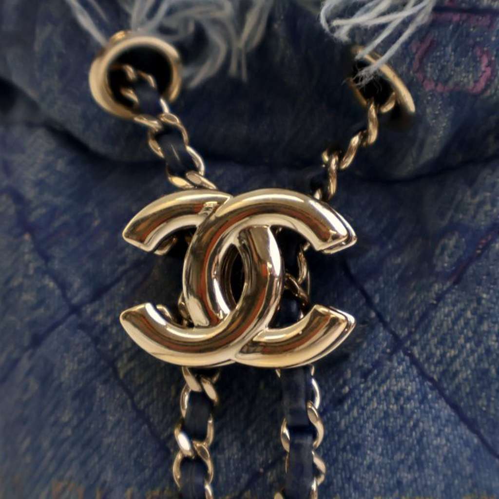 Chanel Mini Denim Mood Bucket with Chain - Side view