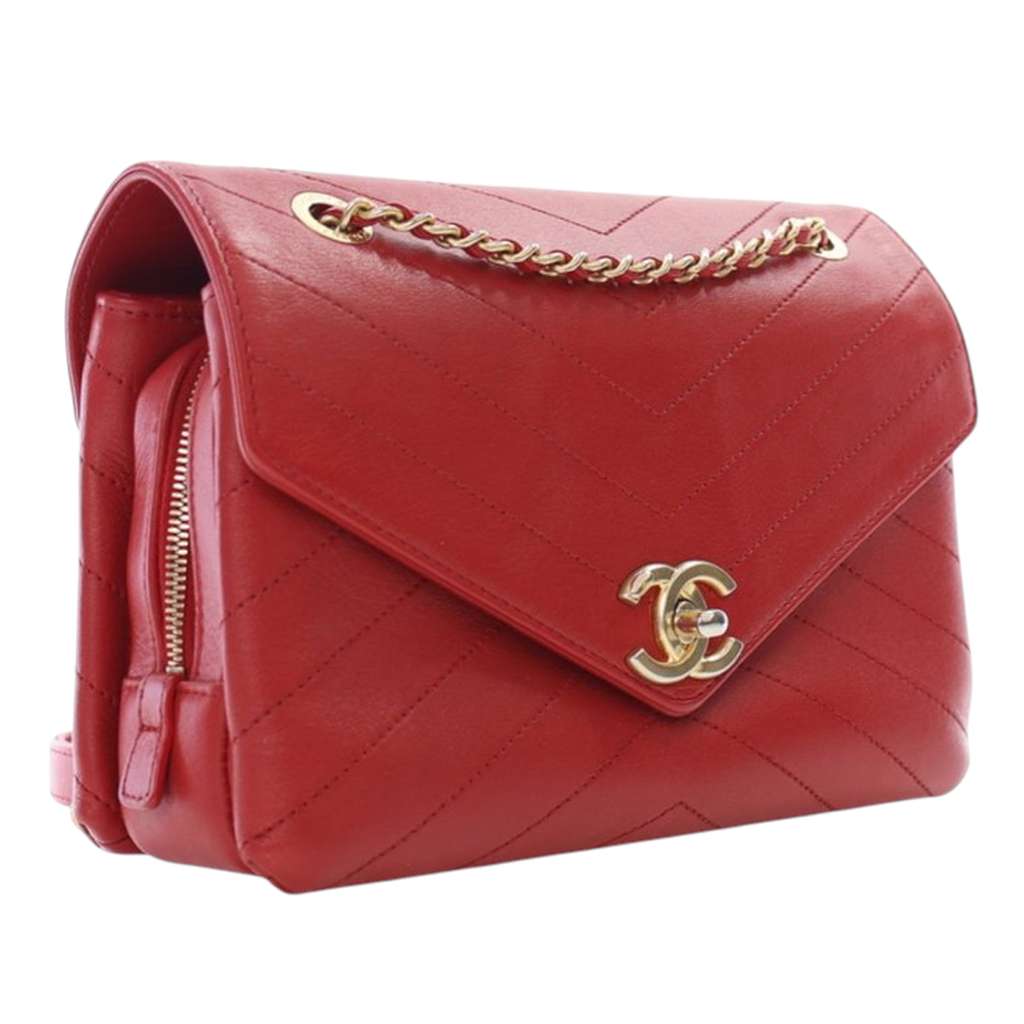Chanel Small Chevron Lambskin Coco Envelope Flap - Back view
