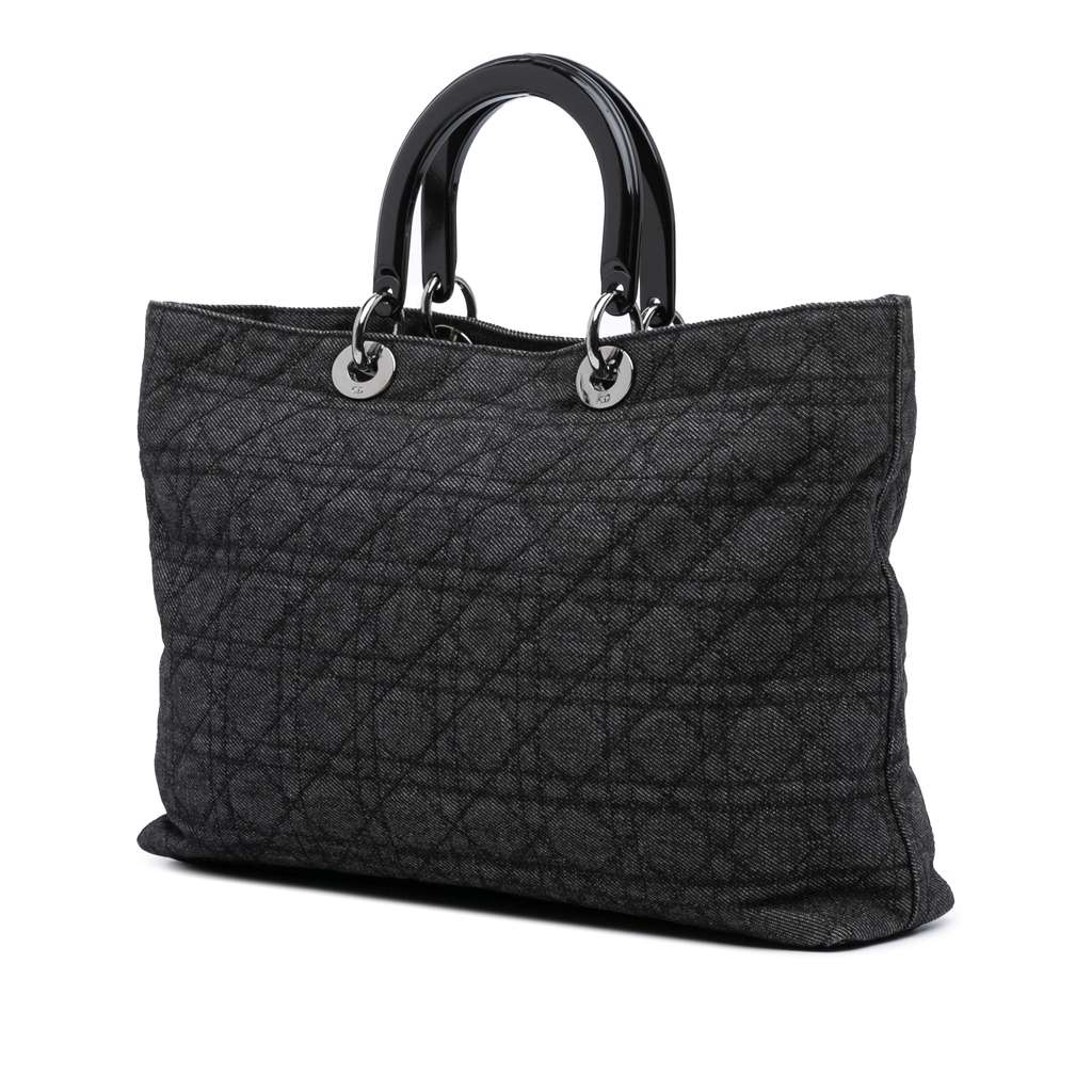 Dior Extra Large Denim Cannage Lady Dior - Back view