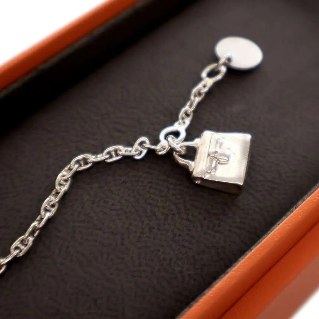Hermès Sterling Silver Amulettes Kelly Bracelet Silver Silver Good - Box View