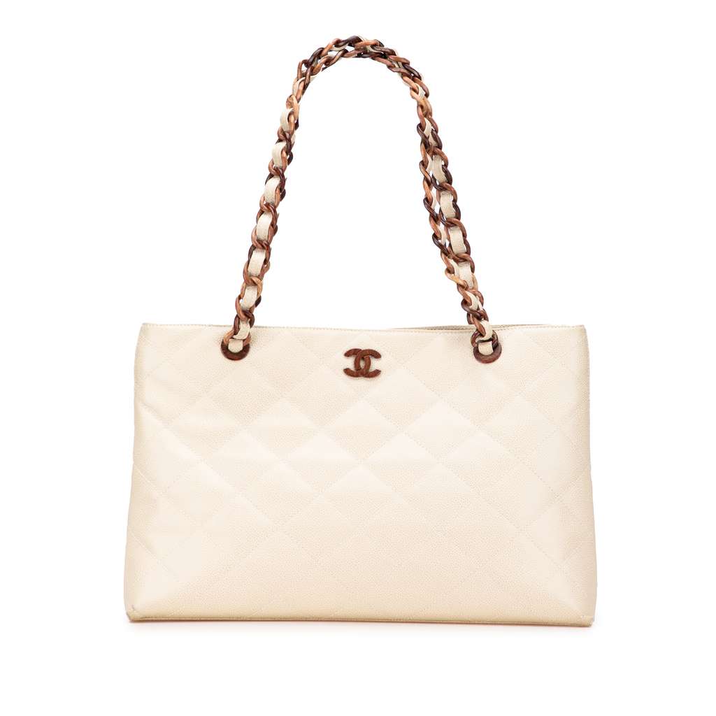 Chanel CC Quilted Caviar Bekko Chain Tote