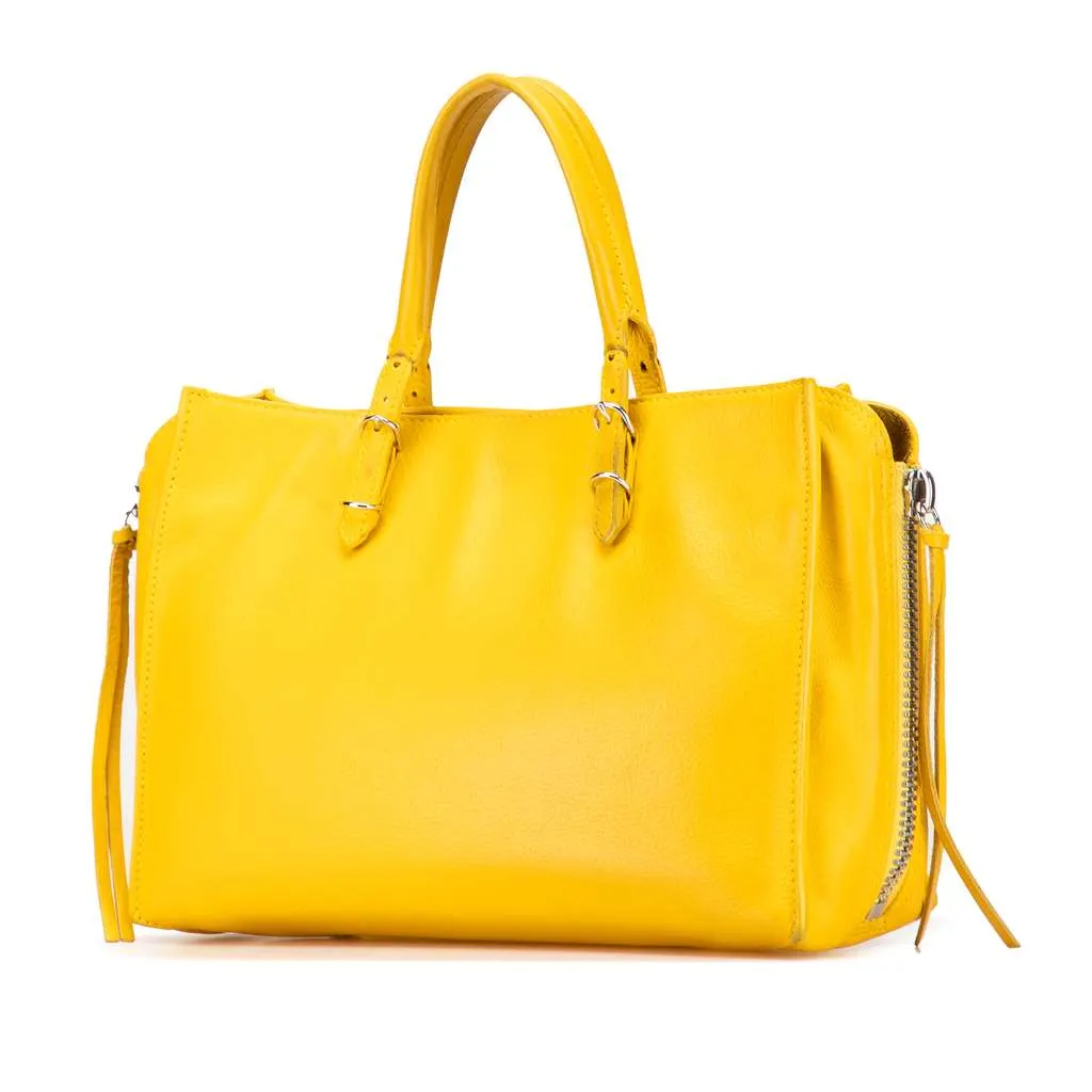 Balenciaga Veau Papier A6 Zip Around Tote Yellow Leather Good - Back View
