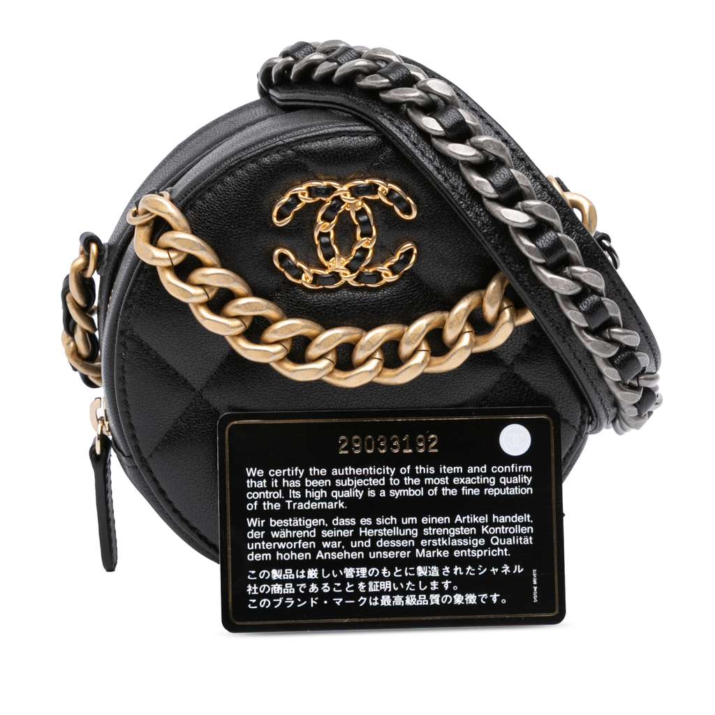 Chanel Lambskin 19 Round Clutch with Chain - Image 13