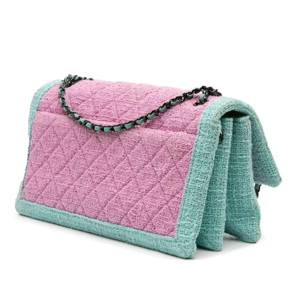 Chanel CC Quilted Bicolor Tweed Flap - 2
