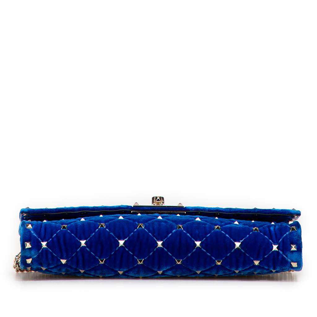 Valentino Quilted Velvet Rockstud Spike Wallet on Chain - 3