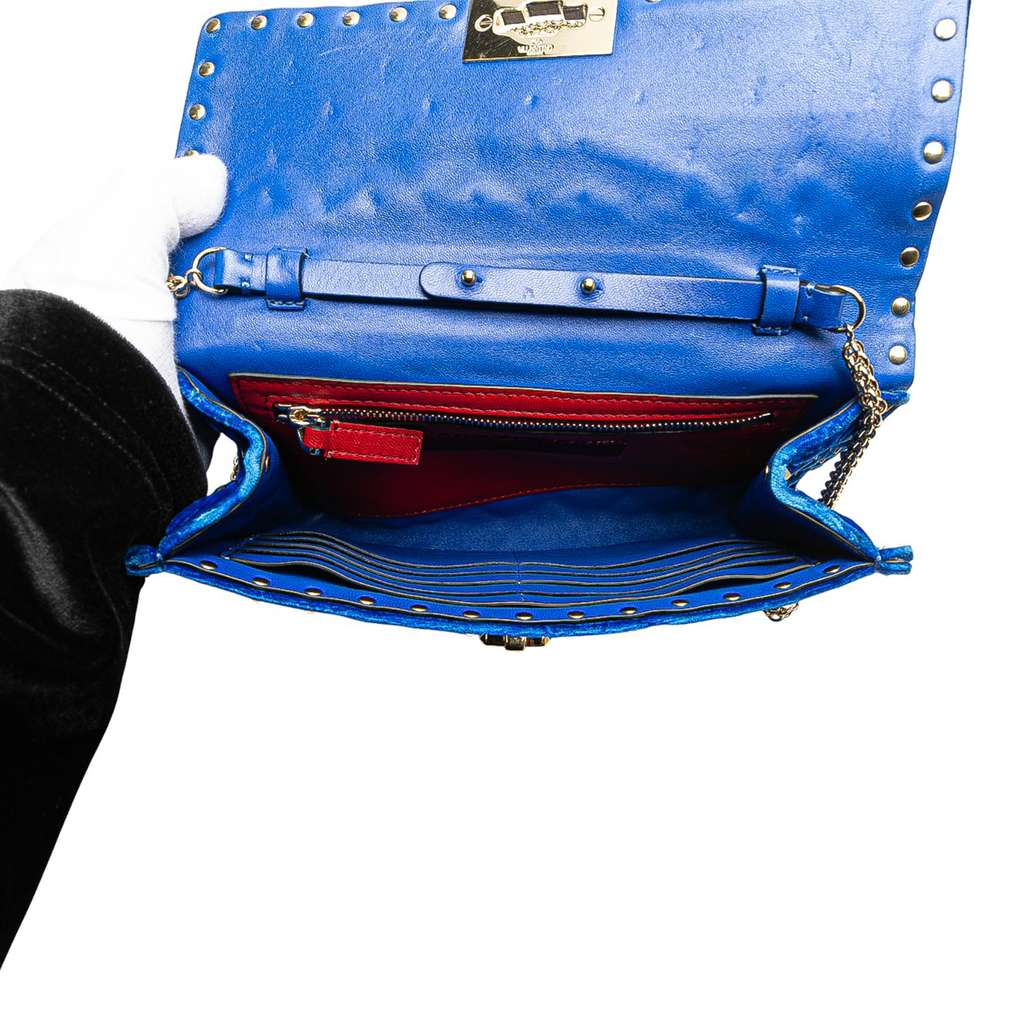 Valentino Quilted Velvet Rockstud Spike Wallet on Chain - 4
