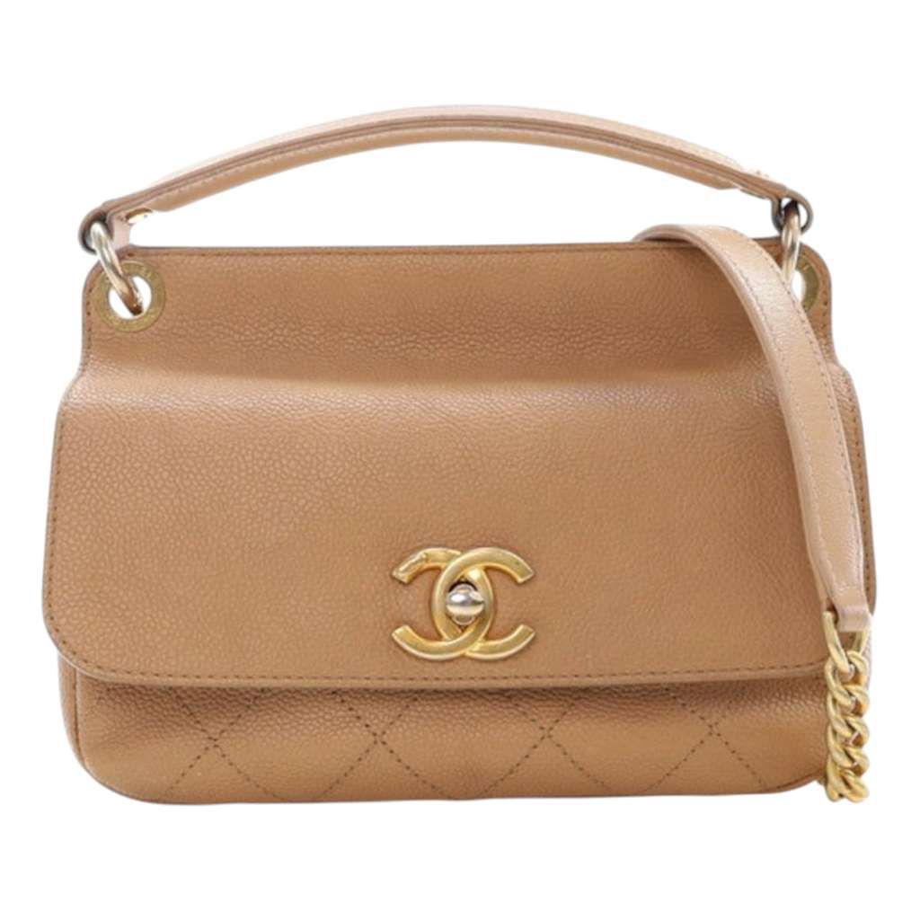Chanel Small Stitched Caviar CC Lock Top Handle Flap