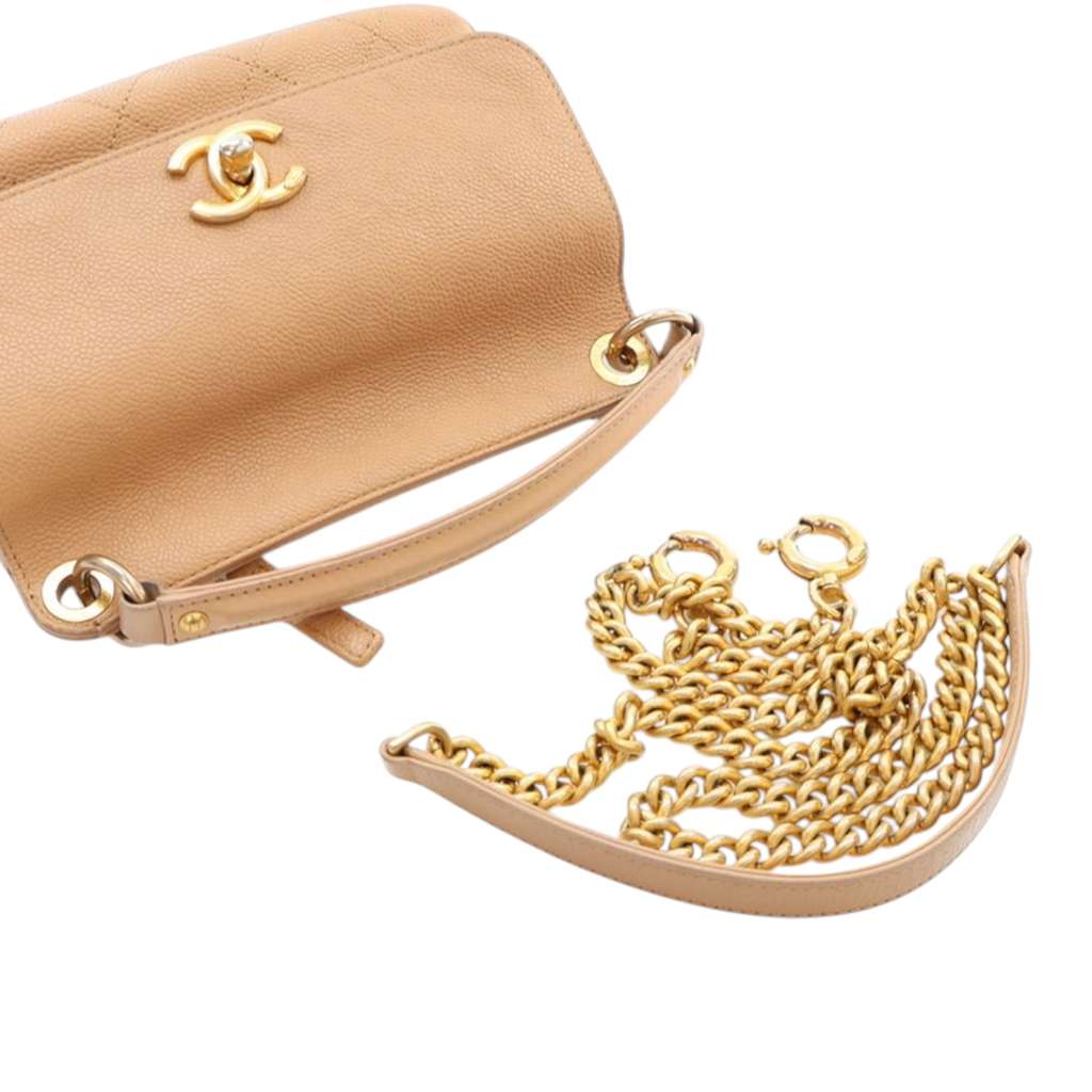 Chanel Small Stitched Caviar CC Lock Top Handle Flap - Image 13