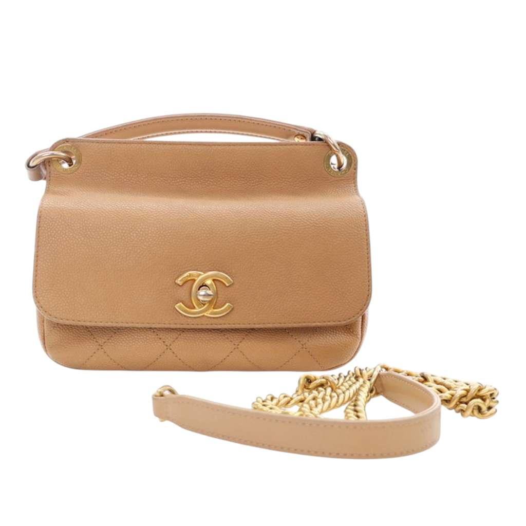 Chanel Small Stitched Caviar CC Lock Top Handle Flap - Image 14