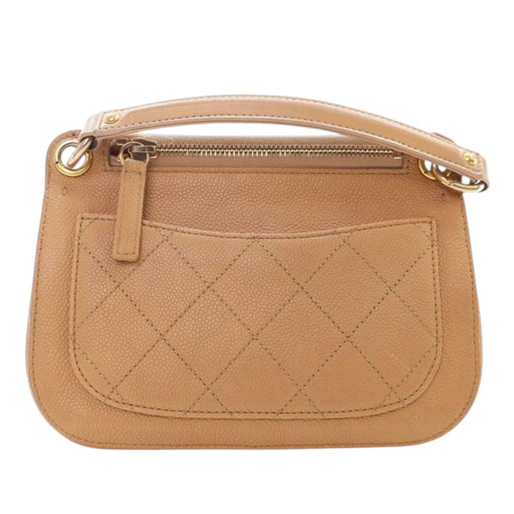 Chanel Small Stitched Caviar CC Lock Top Handle Flap - Image 6