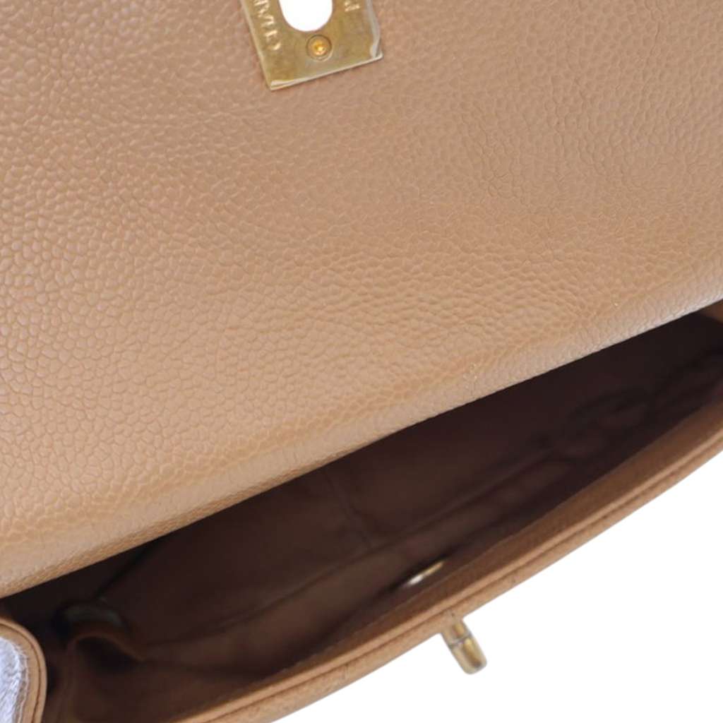 Chanel Small Stitched Caviar CC Lock Top Handle Flap - Side view