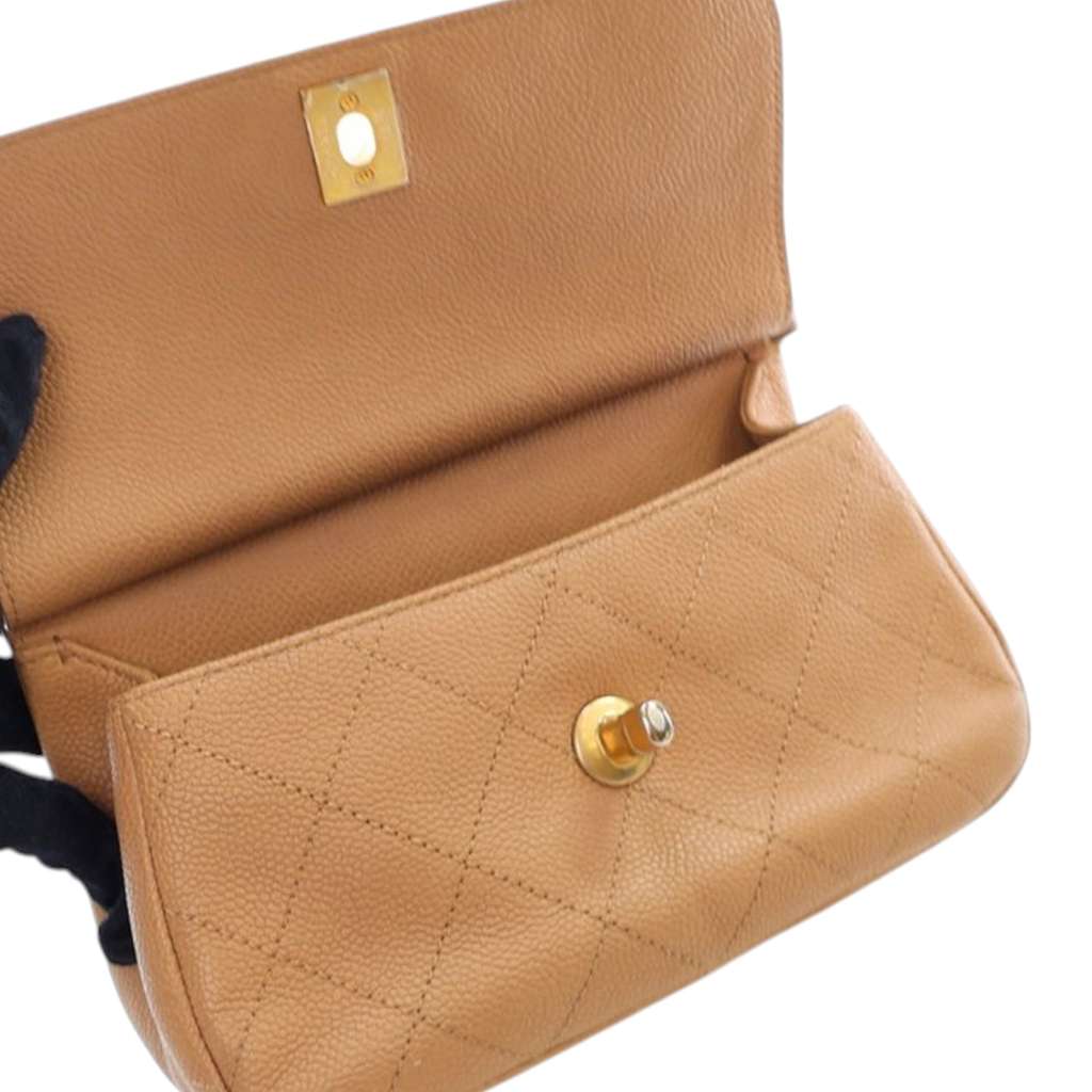 Chanel Small Stitched Caviar CC Lock Top Handle Flap - Detail 1