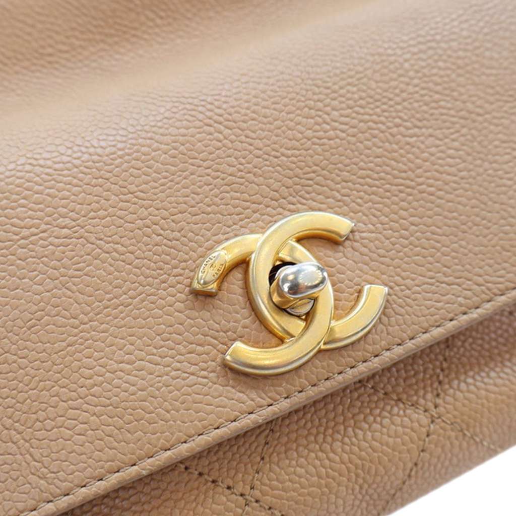 Chanel Small Stitched Caviar CC Lock Top Handle Flap - Image 10
