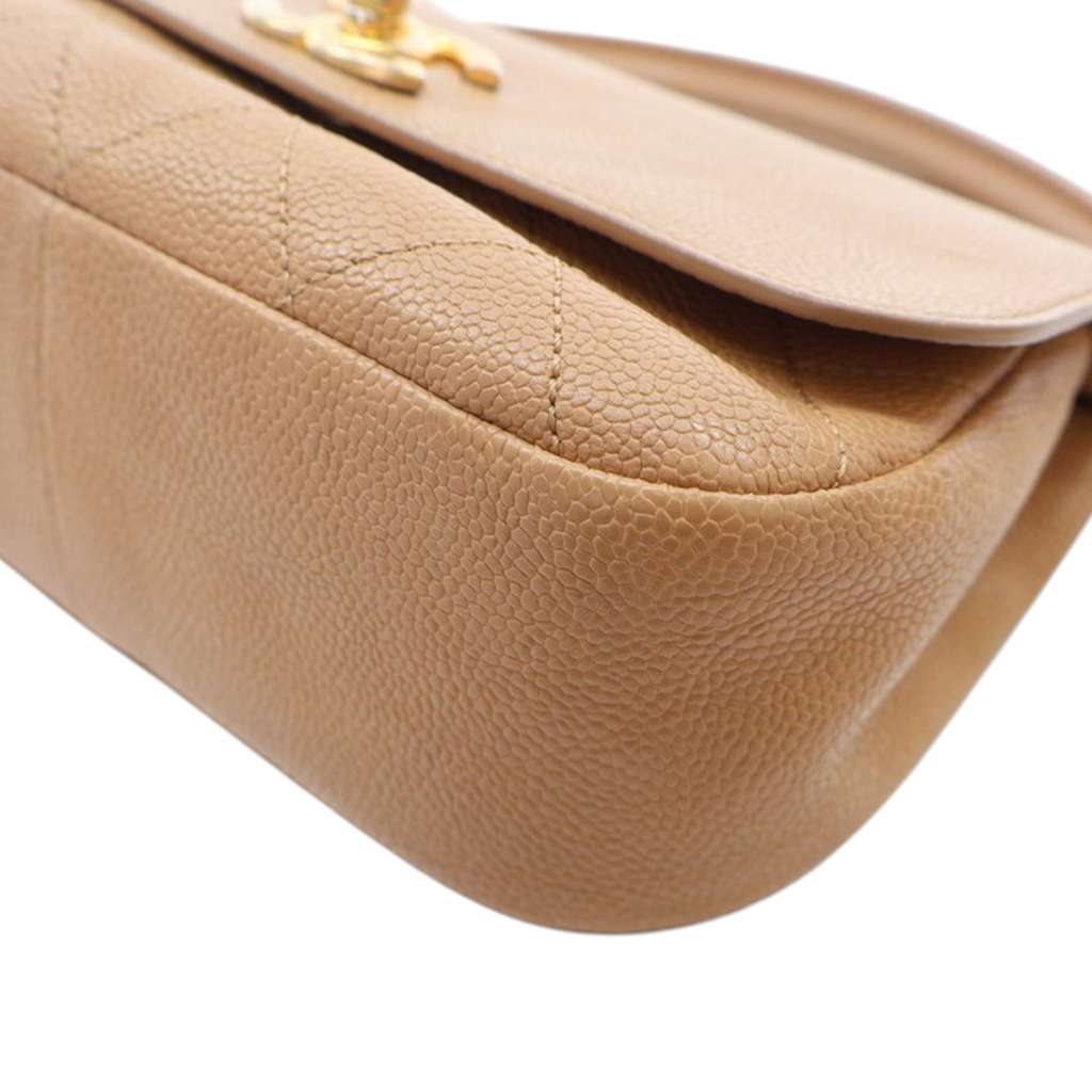 Chanel Small Stitched Caviar CC Lock Top Handle Flap - Image 12
