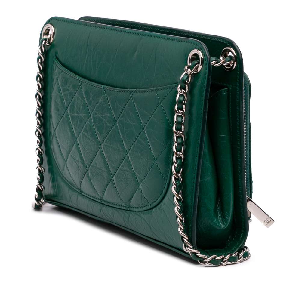 Chanel CC Quilted Crinkled Calfskin Front Pocket Crossbody - Back view