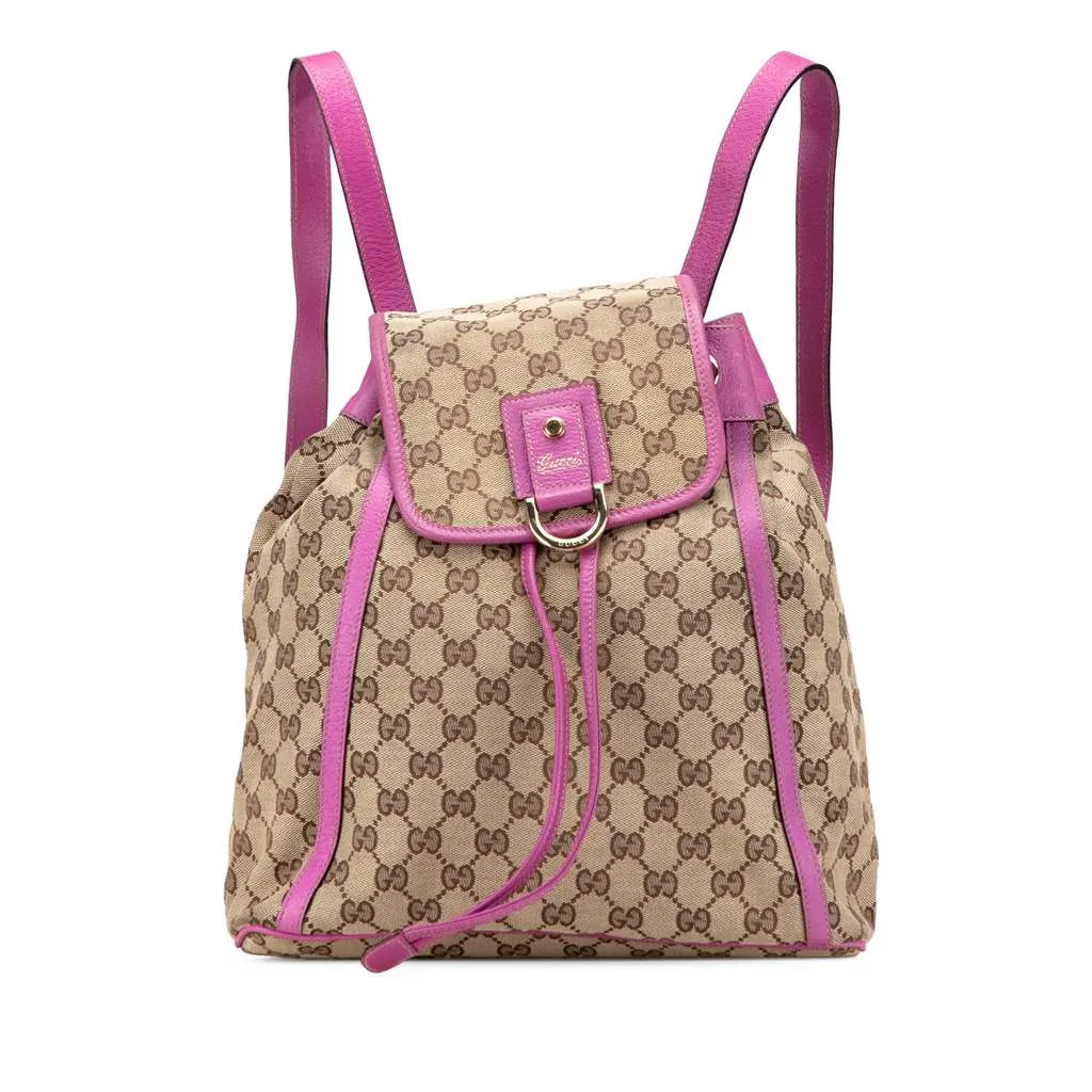 Gucci GG Canvas Abbey D Ring Backpack Brown Canvas Good - Front View