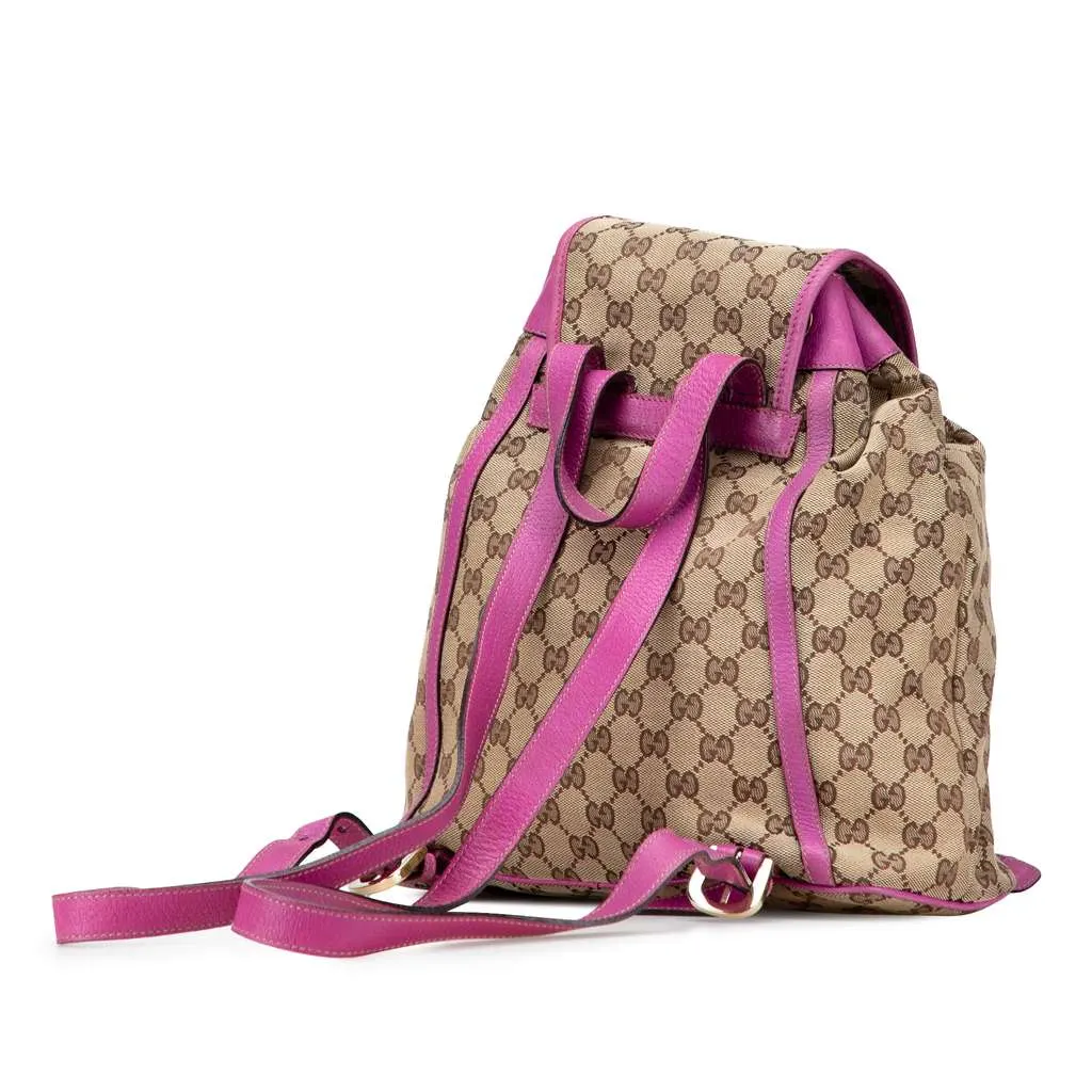 Gucci GG Canvas Abbey D Ring Backpack Brown Canvas Good - Back View
