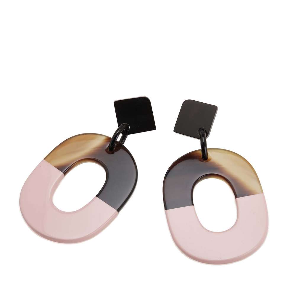 Hermès Palladium Plated Buffalo Horn and Lacquered Wood Isthme Earrings - Back view