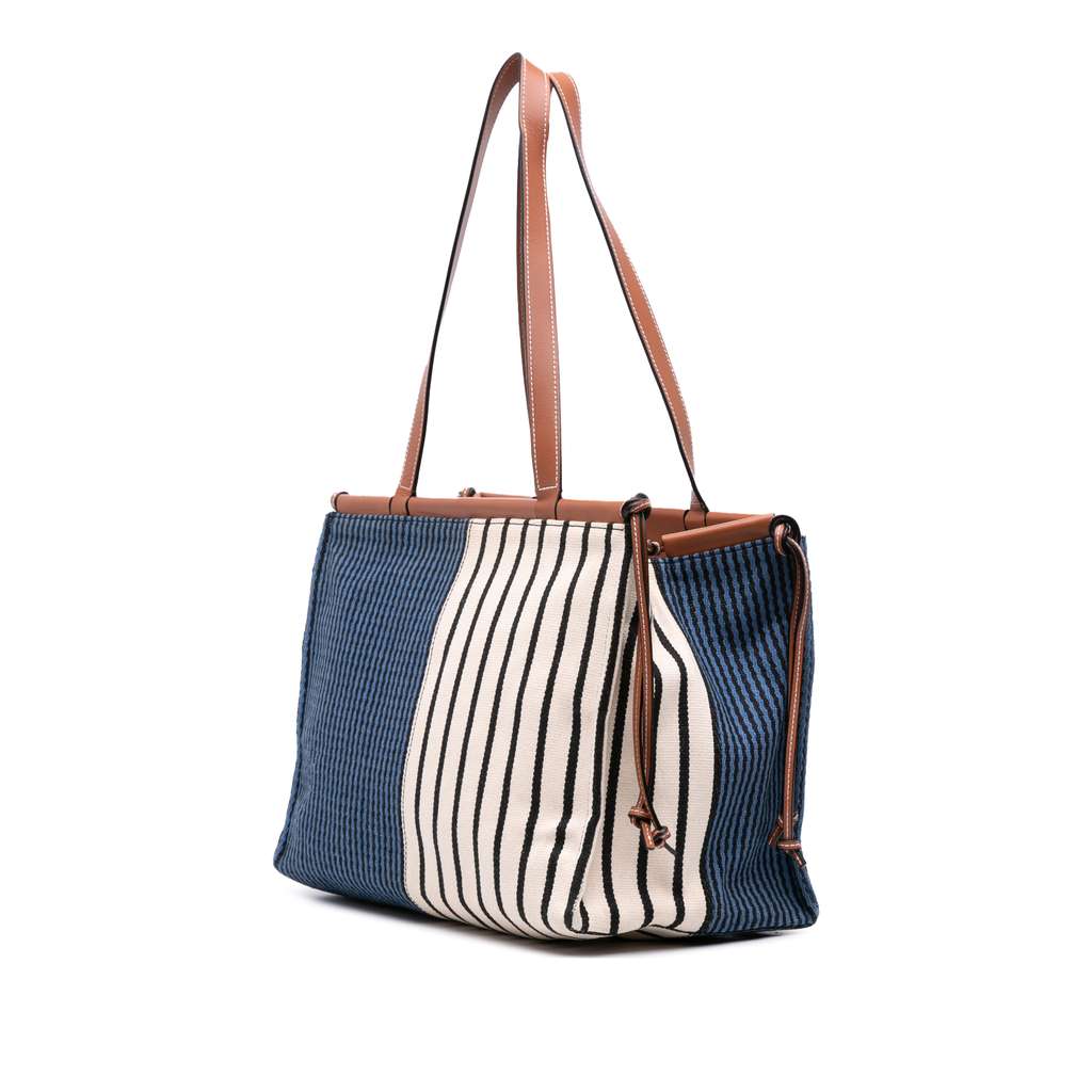 Loewe Paulas Ibiza Large Canvas Stripes Cushion Tote - Back view